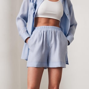 Blue Short Shorts with Lining | Ladies Stylish Premium Quality Blue Shorts | Elegant Casual Oversized Shorts