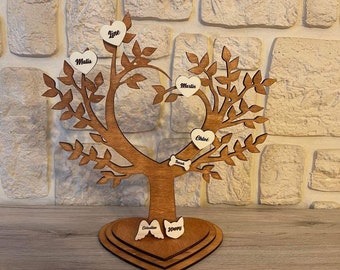 Personalized wooden tree of life with first names