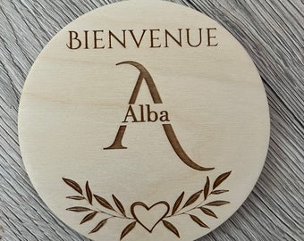 Carte étape bienvenue naissance bébé bois
