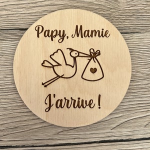 Personalized wooden pregnancy announcement card