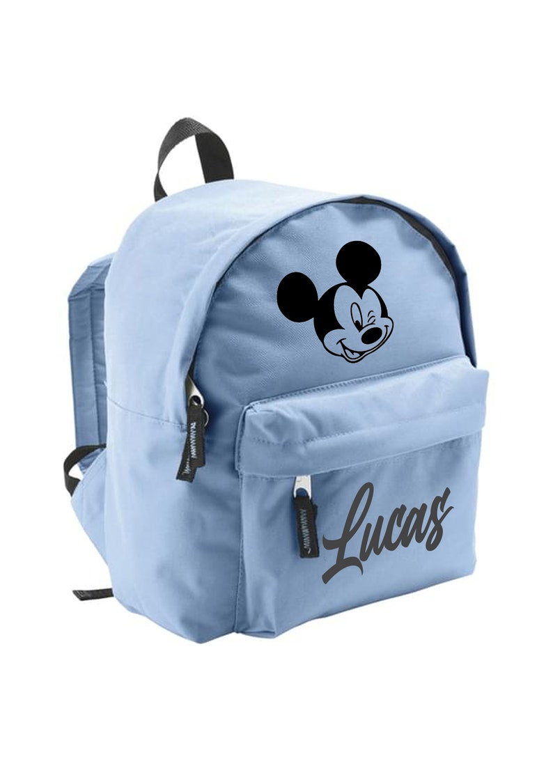 Sac à dos enfant maternelle prénom personnalisable bleu clair