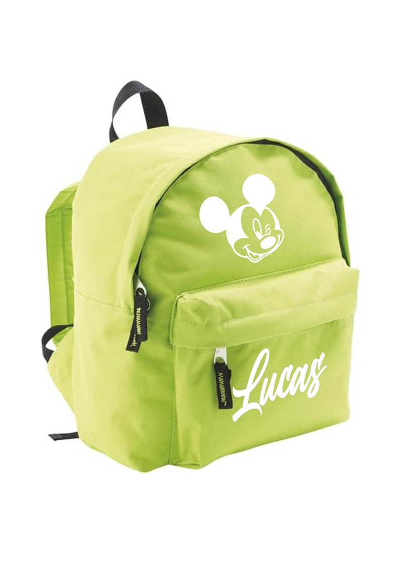 Sac à dos enfant maternelle prénom personnalisable vert pomme