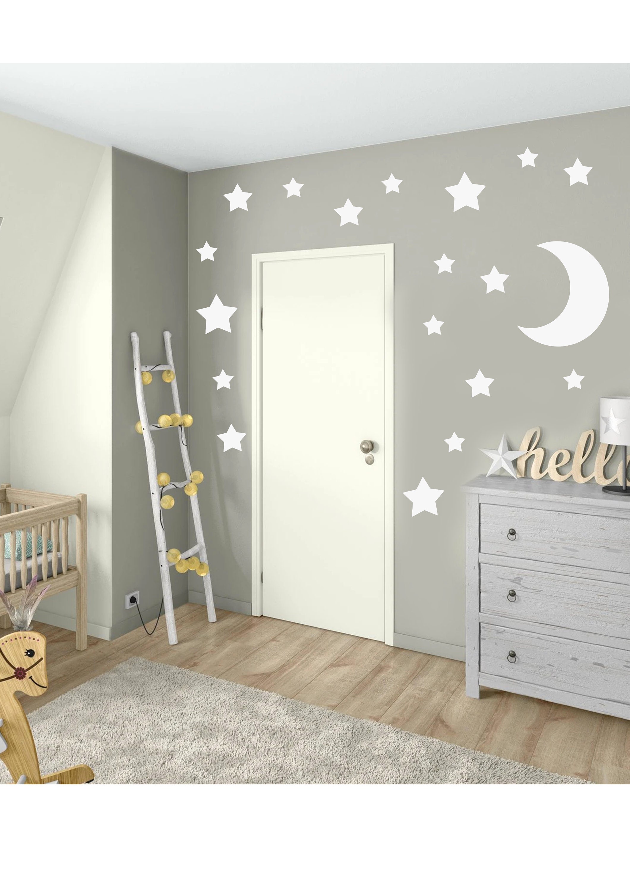 stickers Décoration Mural Chambre Enfant Lune Étoiles