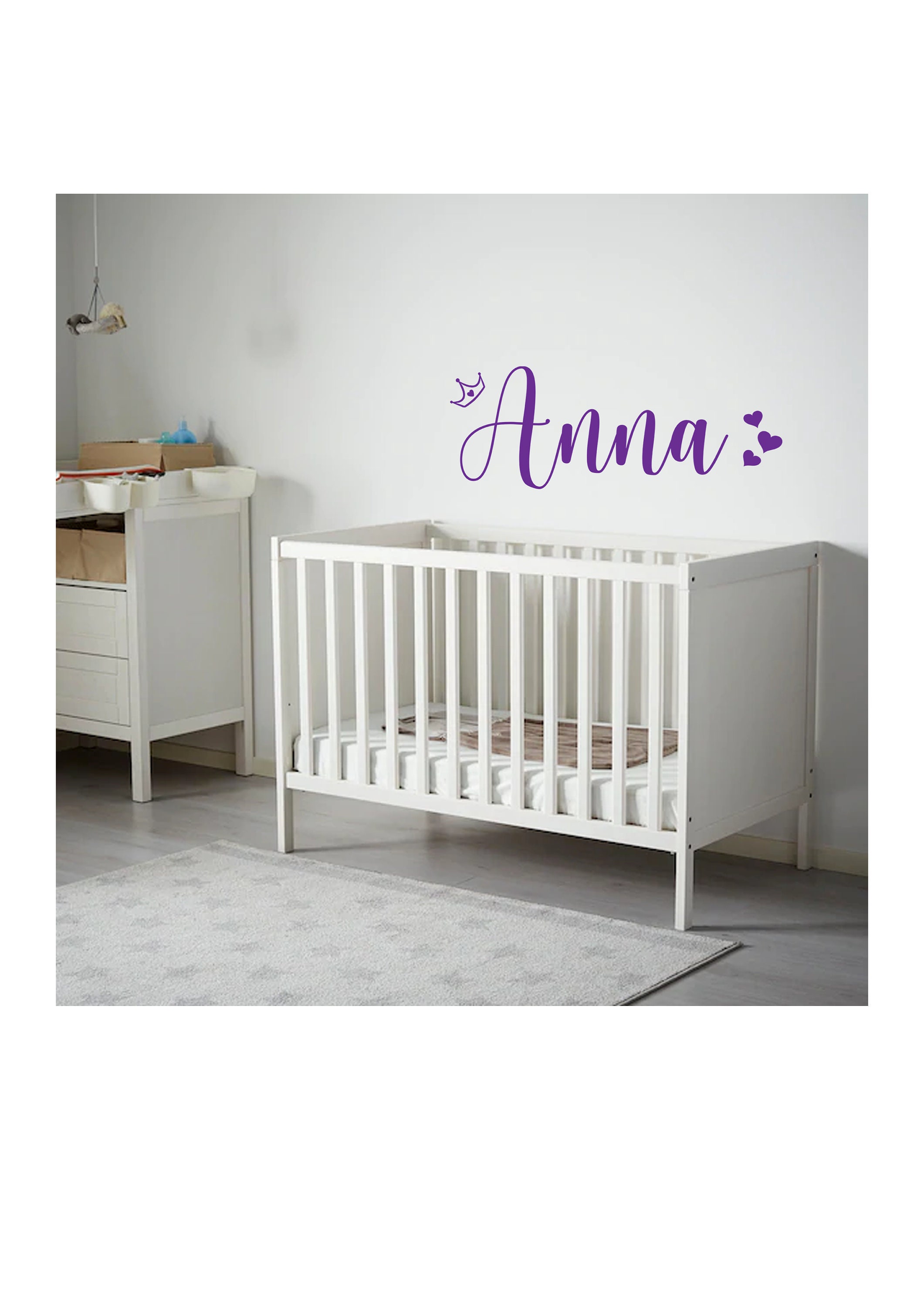 stickers Autocollant Prénom Enfants Couronne Coeur