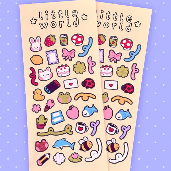 Mini Stickers Sheet, Adorable Tiny Journal Decorations, Scrapbooking Stationary, 8.5 cm x 18 cm