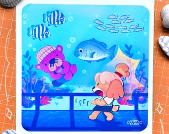 ACNH PRINT, 15x15cm, ilustración de arte de videojuegos y personajes de animales