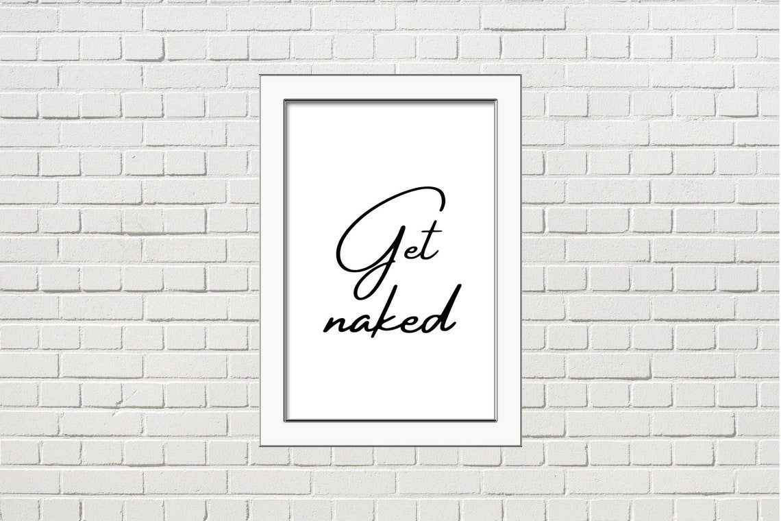 Get naked wall art design minimalist word print for bathroom | Etsy
