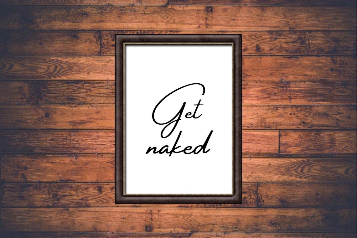 Get naked wall art design minimalist word print for bathroom | Etsy