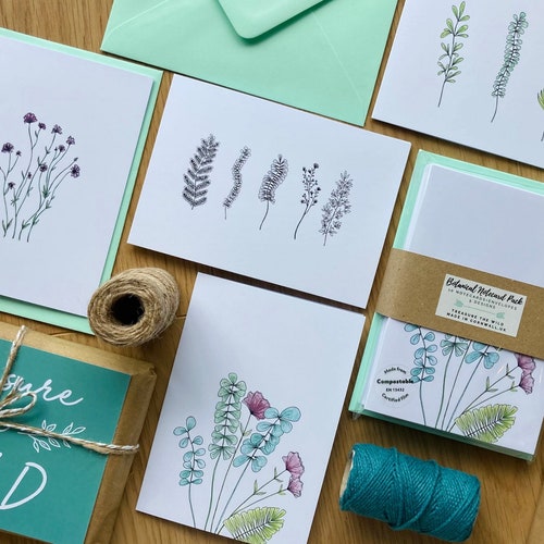 Blank Note Cards & Envelopes Wildflower Watercolors Etsy