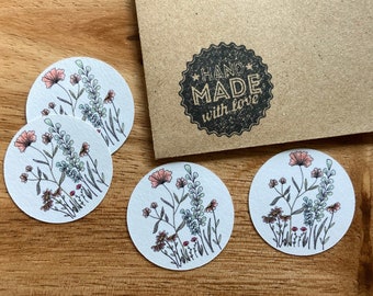 Botanical Sticker Pack / Eco-Friendly Paper Stickers - Wildflower Design / Packs of 10, 20, 30, 40 and 50 / Nature Envelope Stickers