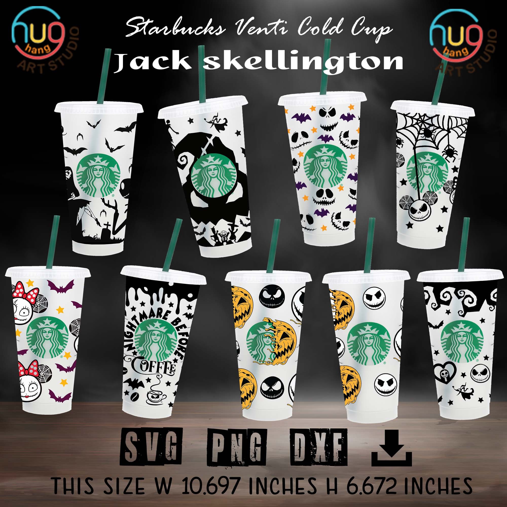 Jack Skellington Starbucks Cold Cup SVG, Full Wrap For Starbucks Venti Cold  Cup SVG, Oogie Boogie SVG, Custom Starbuck, SVG Files For Cricut