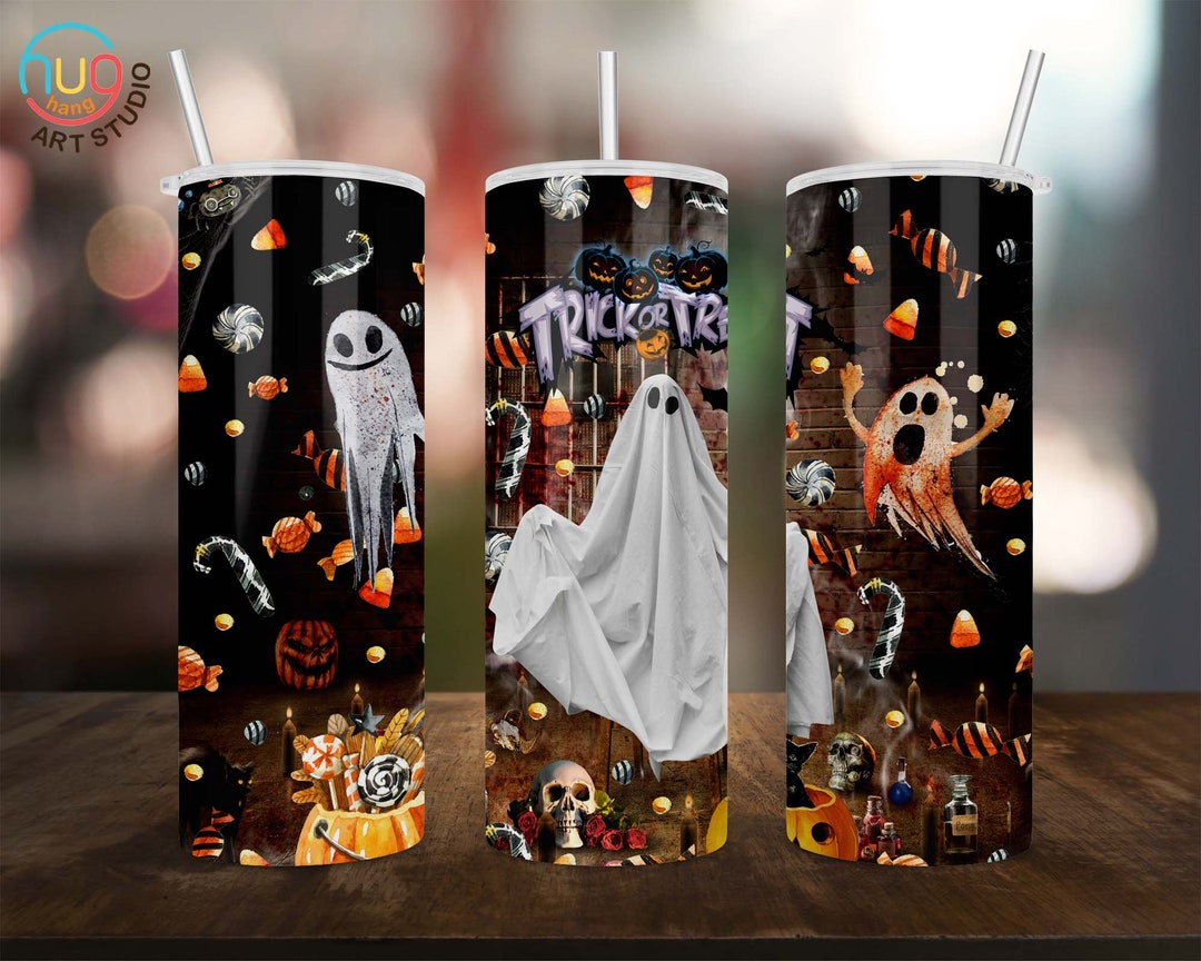 Halloween Trick or Treat Halloween Tumbler Sublimation Designs