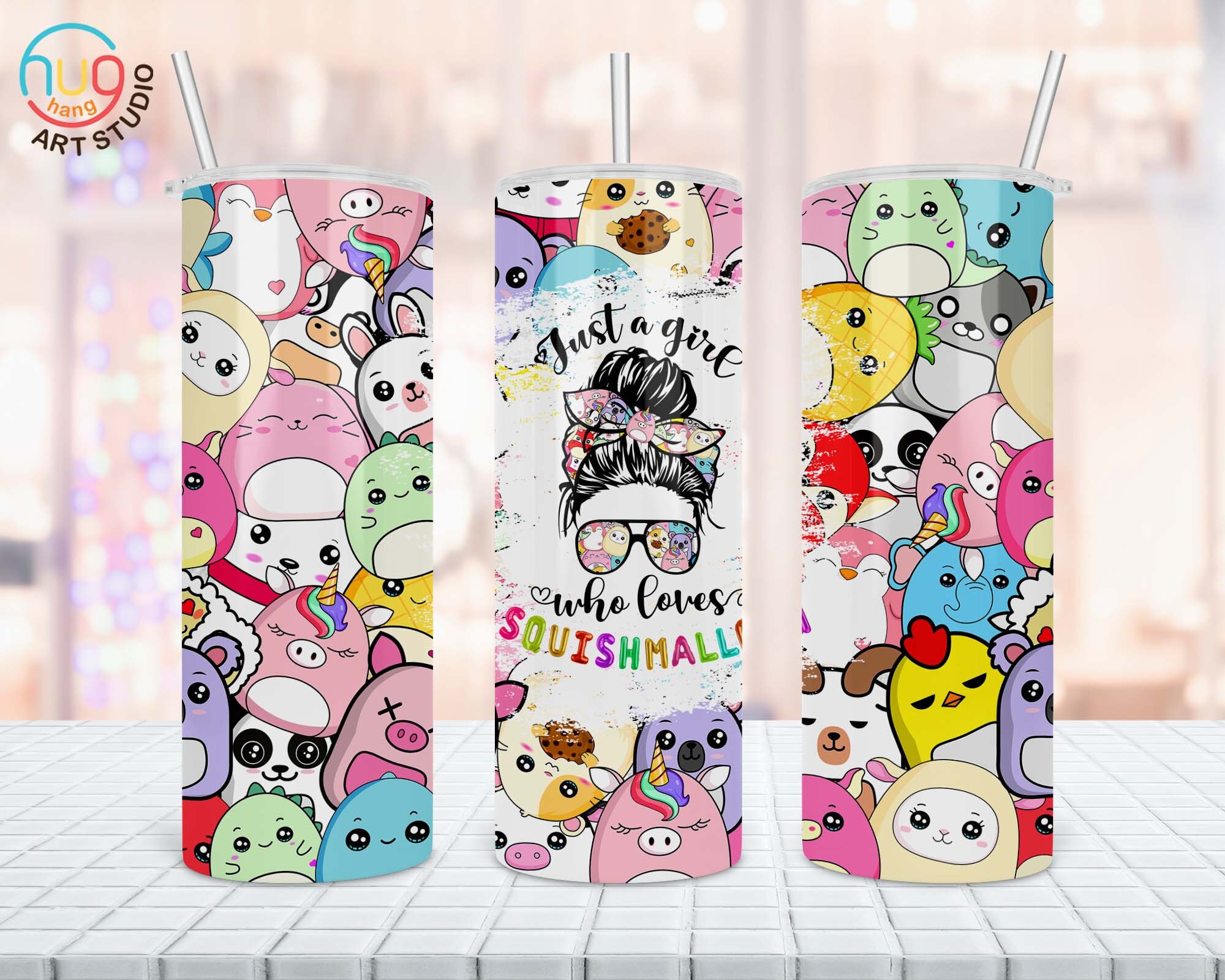 Squishmallow tumbler cup Hand crafted with permanent - Depop