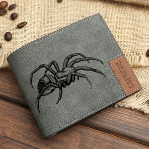 Cartera personalizada con diseño de tarántula para hombre y mujer / Diseño de araña / Idea de regalo para amantes de la naturaleza / Accesorios únicos para amantes de los arácnidos