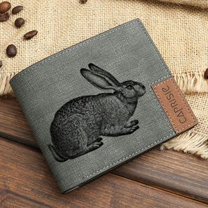 Niedliches Kaninchen Design Portemonnaie für Herren & Damen | Hase Geschenk personalisierte Geldbörse | Hase Jackrabbit Bunny Mütze | Wildtier-Liebhaber | Naturliebhaber