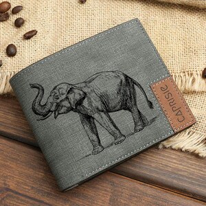 Portemonnaie im Elefantendesign für Damen & Herren | Afrikanischer asiatischer Elefant Geschenk Geldbörse | Elefant-Tierliebhaber personifizierte Geldbörse | Geschenkidee