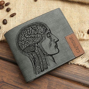 Cartera con diseño de anatomía cerebral para hombres y mujeres / Cartera de biología para hombre / Cartera personalizada médica anatómica de neurociencia, idea de regalo / Anatómica