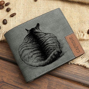 Cartera con diseño de gato doméstico para hombres y mujeres / Cartera para amantes de los gatos / Cartera personalizada para amantes de los gatitos y los felinos / Idea de regalo ideal