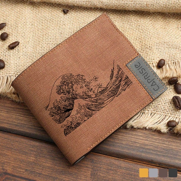La gran ola de Kanagawa Design Wallet para hombres y mujeres / Japanese Wave Wallet / Hokusai Wave Japan Lover Cartera personalizada / Idea de regalo