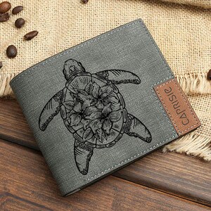 Portemonnaie mit Wasserschildkröte | Floral Lilies Ocean Männer & Frauen Geldbörse | Marine Leben Blume Schildkröte Geschenk | Einzigartige Geldbörse für Tier Liebhaber