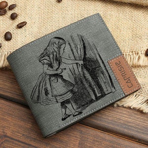 Carteira personalizada caprichosa Alice no País das Maravilhas | Carteira masculina e feminina Fantasy Lover | Ideia de presente de livro personalizado