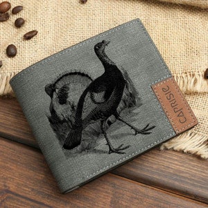 Carteira Wild Turkeys Design para Homens e Mulheres | Carteira Fowl Birds | Carteira Personalizada Wildfowls Nature Lovers | Ideia de Presente de Ação de Graças