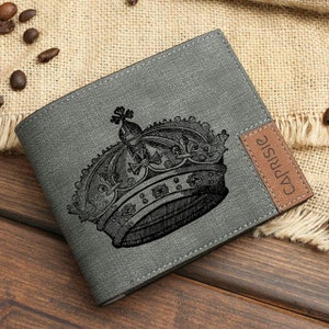 Cartera con diseño de corona real para hombre y mujer / Cartera de regalo con corona real / Cartera personalizada con corona real / Idea de regalo