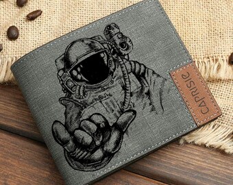 Astronaut in Space Personalized Wallet | Men's & Women's Space Traveler Gift |  Space Exploration Custom Wallet