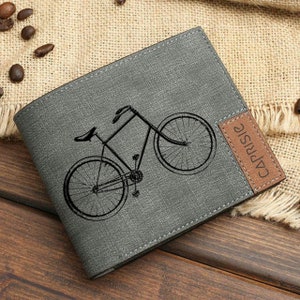 Vintage Fahrrad Geldbörse | Retro Bike Herren & Damen Geldbörse | Alte Fahrrad Design Geldbörse | Klassische Geldbörse mit Gravur | Geldbörse mit altem Fahrradmotiv