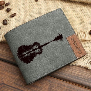 Cartera con diseño de reflejo de Guitar Lake para hombre y mujer / Cartera para guitarrista / Regalo para amantes de la música / Cartera personalizada para músicos / Guitarra acústica