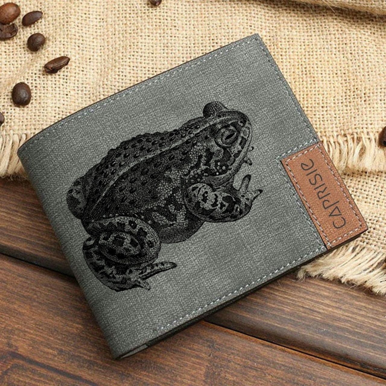 Charmante Frosch personalisierte Geldbörse | Amphibian Lover Herren & Damen Geldbörse | Benutzerdefinierte Tier Geschenkidee