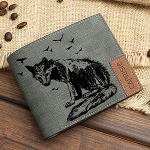 Niedliche Fuchs Personalisierte Geldbörse für Männer & Frauen | Wildlife Natur Wald Kunst Geldbörse | Personalisierte Geldbörse | Jubiläumsgeschenk