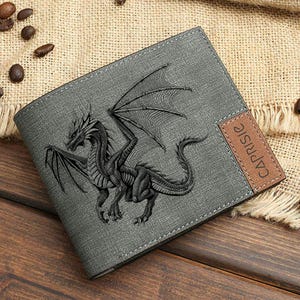 Drachen Geldbörse | Fantasie Geldbörse für Herren & Damen | Individuelle Fabelwesen Kunst Geldbörse | Drachen Fans Einzigartiges Geschenk | Mittelalter-inspirierte Geldbörse