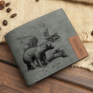 Cartera con diseño de osos polares para hombre y mujer / Cartera con animales salvajes / Cartera personalizada para amantes de los osos / Idea de regalo