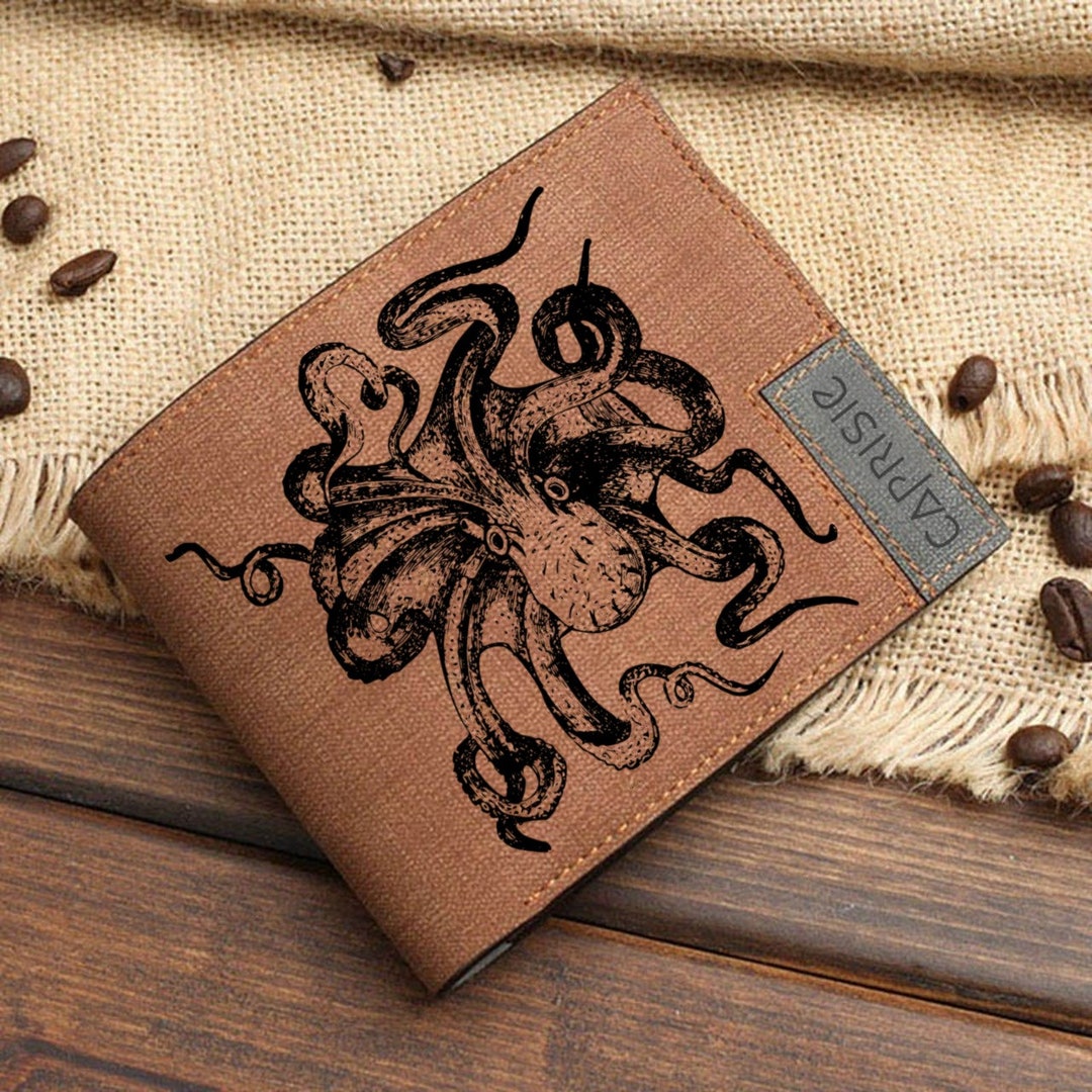 Octopus Design Wallet for Men & Women Love Octopuses Wallet Etsy