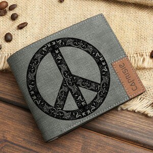 Cartera con diseño de símbolo de la paz para hombre y mujer / Cartera de la armonía / Cartera personalizada de la amistad / Idea de regalo