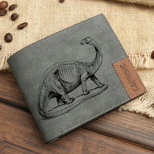 Cartera con diseño de dinosaurio Brontosaurio para hombres y mujeres / Cartera Jurásica / Cartera personalizada para amantes de los dinosaurios prehistóricos / Idea de regalo