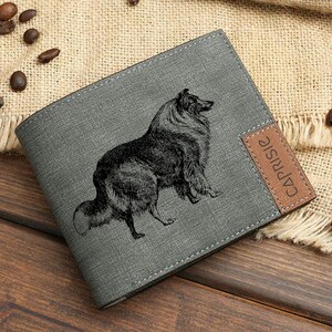 Cartera con diseño de perro Collie / Cartera con diseño de perro pastor para hombres y mujeres / Cartera con grabado de Collie / Cartera para amantes de los perros / Bonita cartera con temática de mascota Collie