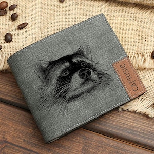 Niedliches Waschbär Design Portemonnaie für Herren & Damen | Waschbär Emote Geldbörse | Waschbär Individuelle Geldbörse | Tierliebhaber | Waschbär Geschenk | Waldwildnis