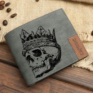 Royal Skull Wallet | Gothic Style Men's & Women's Wallet | Personalized Skull King Wallet | Dark Fantasy Wallet | Unique Gift Idea