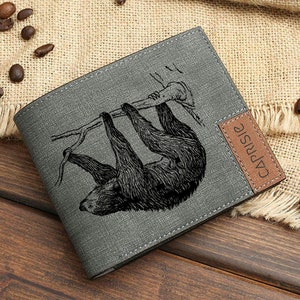 Faule Faultier Design Geldbörse für Männer & Frauen | Wilde Tiere Geldbörse | Faultier Liebhaber personalisierte Geldbörse | Geschenkidee