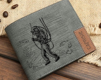 Carteira Vintage Diver | Carteira Masculina e Feminina Deep Sea Adventure | Carteira Personalizada Diver | Carteira Underwater Explorer | Presente Ocean Lover