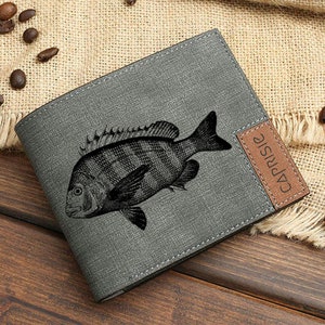 Cartera con diseño de amantes de los peces de mar para hombre y mujer / Cartera de pesca / Cartera personalizada para amantes de los peces / Idea de regalo