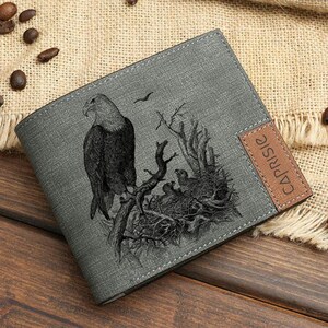 Cartera con diseño de nido de águila para hombre y mujer / Cartera con diseño de aves silvestres / Cartera personalizada para amantes de las águilas / Idea de regalo