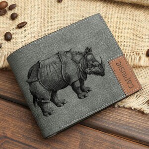 Rhino Design Geldbörse für Herren & Damen | Nashorn Wildtiere Geldbörse | Nashorn Liebhaber personalisierte Geldbörse | Geschenkidee