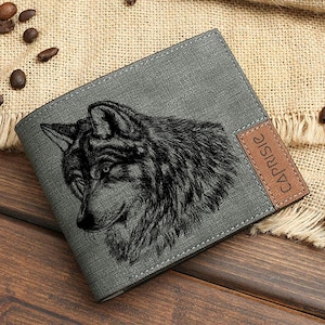 Niedliches Wolf Design Portemonnaie für Herren & Damen | Wilde Tiere Geldbörse | Wolf Tierliebhaber personalisierte Geldbörse | Wildtiere Geschenkidee