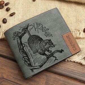 Cartera con diseño de zarigüeya para hombre y mujer / Cartera para amantes de las zarigüeyas / Cartera personalizada de zarigüeyas / Amante de los animales / Regalo de zarigüeyas / Vida silvestre del bosque