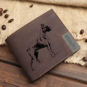 Boxer Dog Design Wallet for Men & Women Boxer Mom Wallet Dogs Pets Lover Personalized Wallet Gift Idea Dark Brown