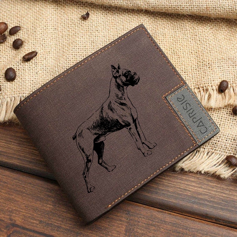 Boxer Dog Design Wallet for Men & Women Boxer Mom Wallet Dogs Pets Lover Personalized Wallet Gift Idea Dark Brown