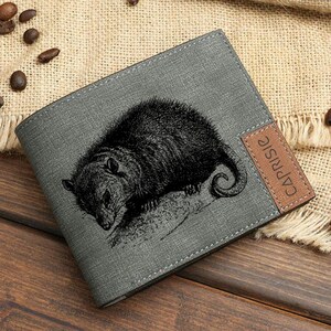 Adorable billetera personalizada de zarigüeya / Billetera para amantes de la vida silvestre para hombres y mujeres / Idea de regalo de animal personalizado